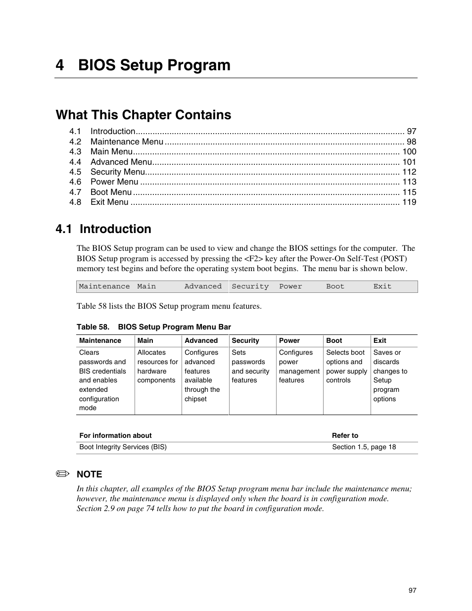 4 bios setup program, 1 introduction, 4bios setup program | What this chapter contains | Premio Computer Apollo/Shadowhawk User Manual | Page 120 / 153