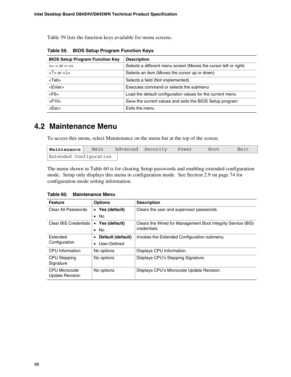 2 maintenance menu | Premio Computer Apollo/Shadowhawk User Manual | Page 121 / 153