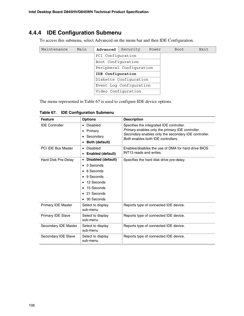 4 ide configuration submenu | Premio Computer Apollo/Shadowhawk User Manual | Page 129 / 153