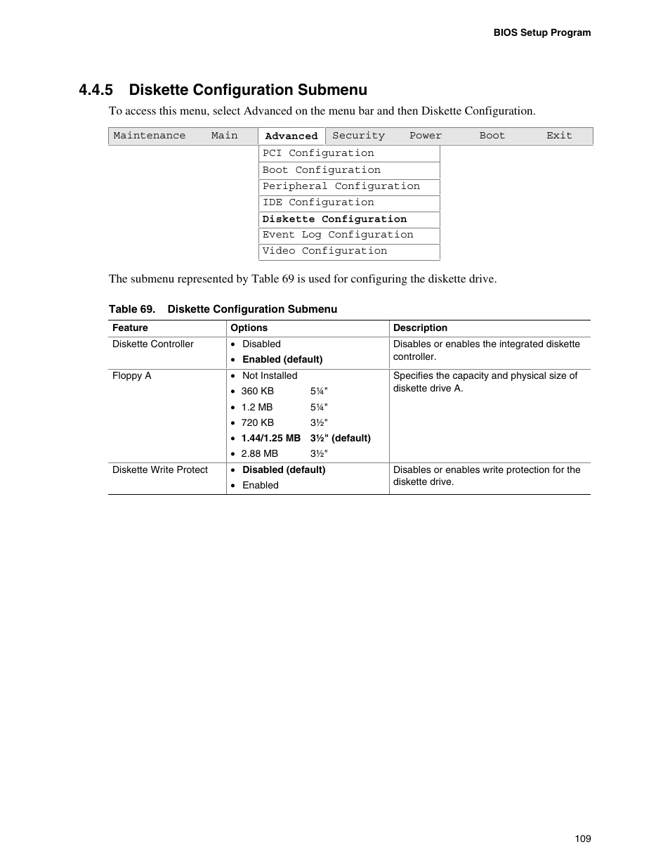 5 diskette configuration submenu | Premio Computer Apollo/Shadowhawk User Manual | Page 132 / 153