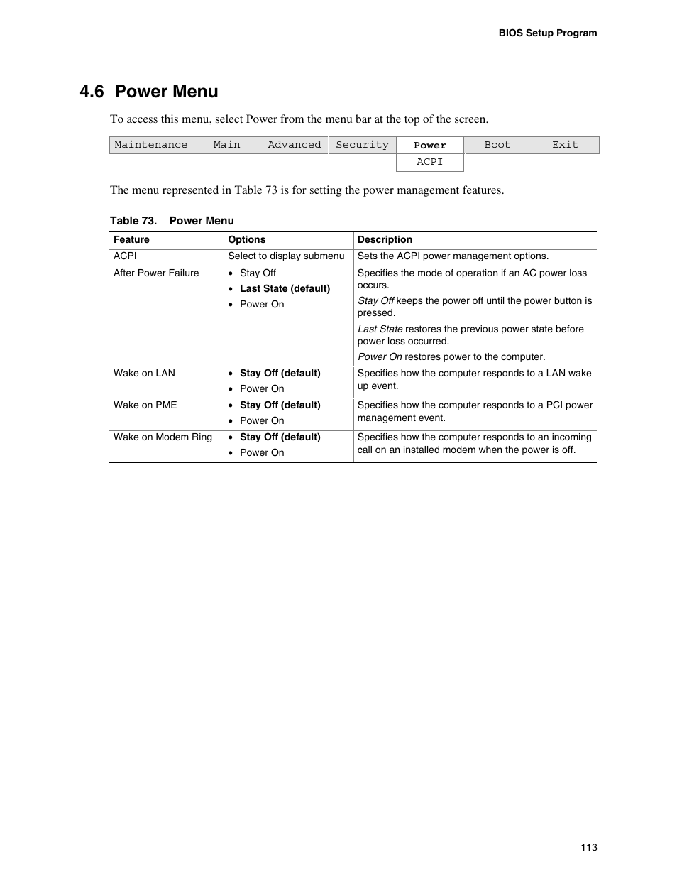 6 power menu | Premio Computer Apollo/Shadowhawk User Manual | Page 136 / 153