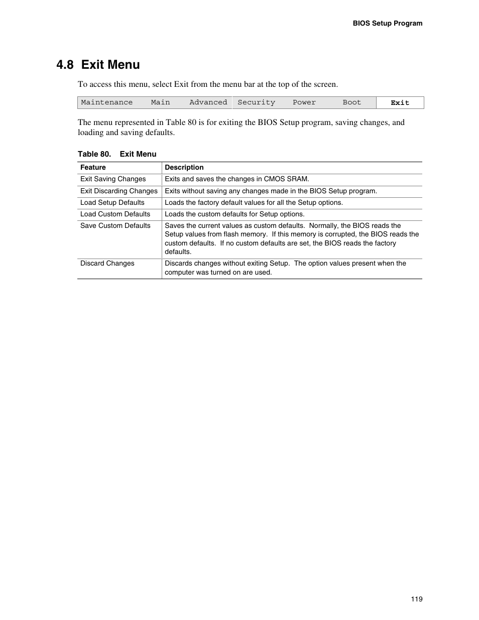 8 exit menu | Premio Computer Apollo/Shadowhawk User Manual | Page 142 / 153