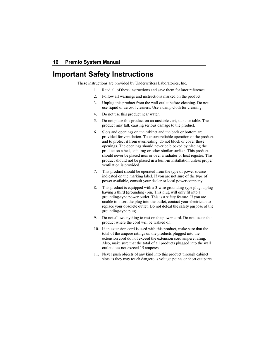 Important safety instructions | Premio Computer Apollo/Shadowhawk User Manual | Page 22 / 153