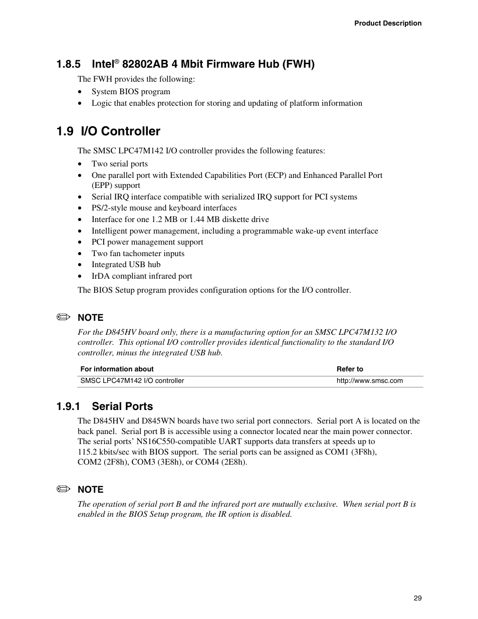 5 intel® 82802ab 4 mbit firmware hub (fwh), 9 i/o controller, 1 serial ports | Premio Computer Apollo/Shadowhawk User Manual | Page 52 / 153