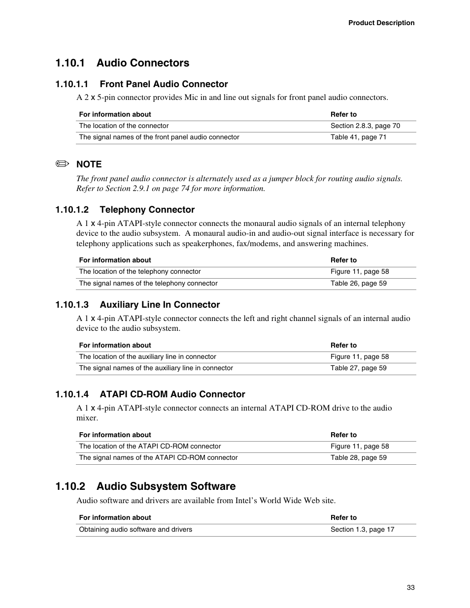 1 audio connectors, 2 audio subsystem software | Premio Computer Apollo/Shadowhawk User Manual | Page 56 / 153