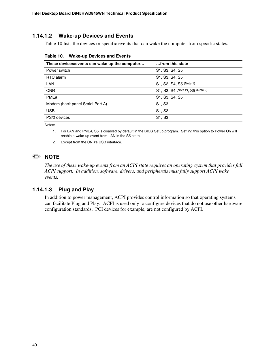 2 wake-up devices and events, 3 plug and play | Premio Computer Apollo/Shadowhawk User Manual | Page 63 / 153