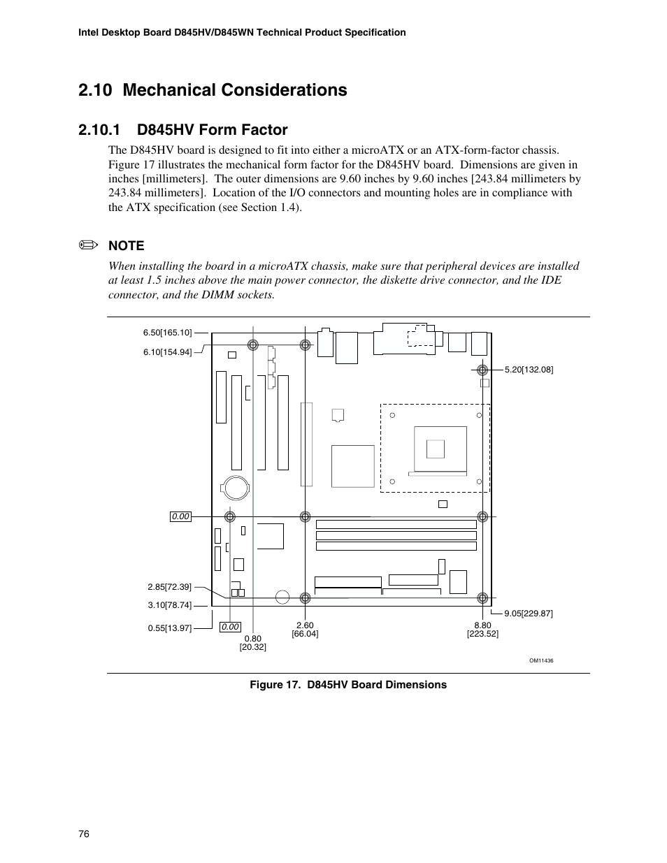 10 mechanical considerations, 1 d845hv form factor | Premio Computer Apollo/Shadowhawk User Manual | Page 99 / 153