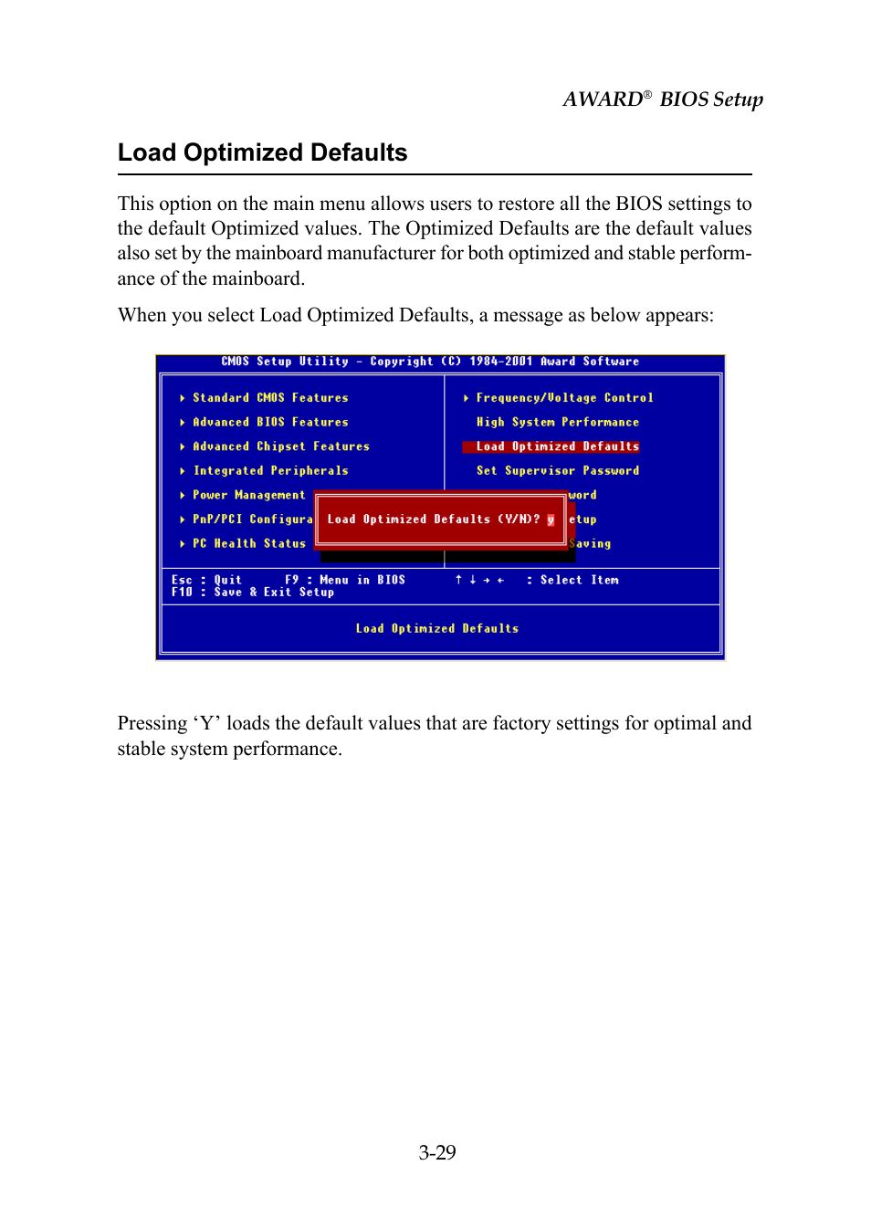 Load optimized defaults | Premio Computer Premio Computer User Manual | Page 105 / 116