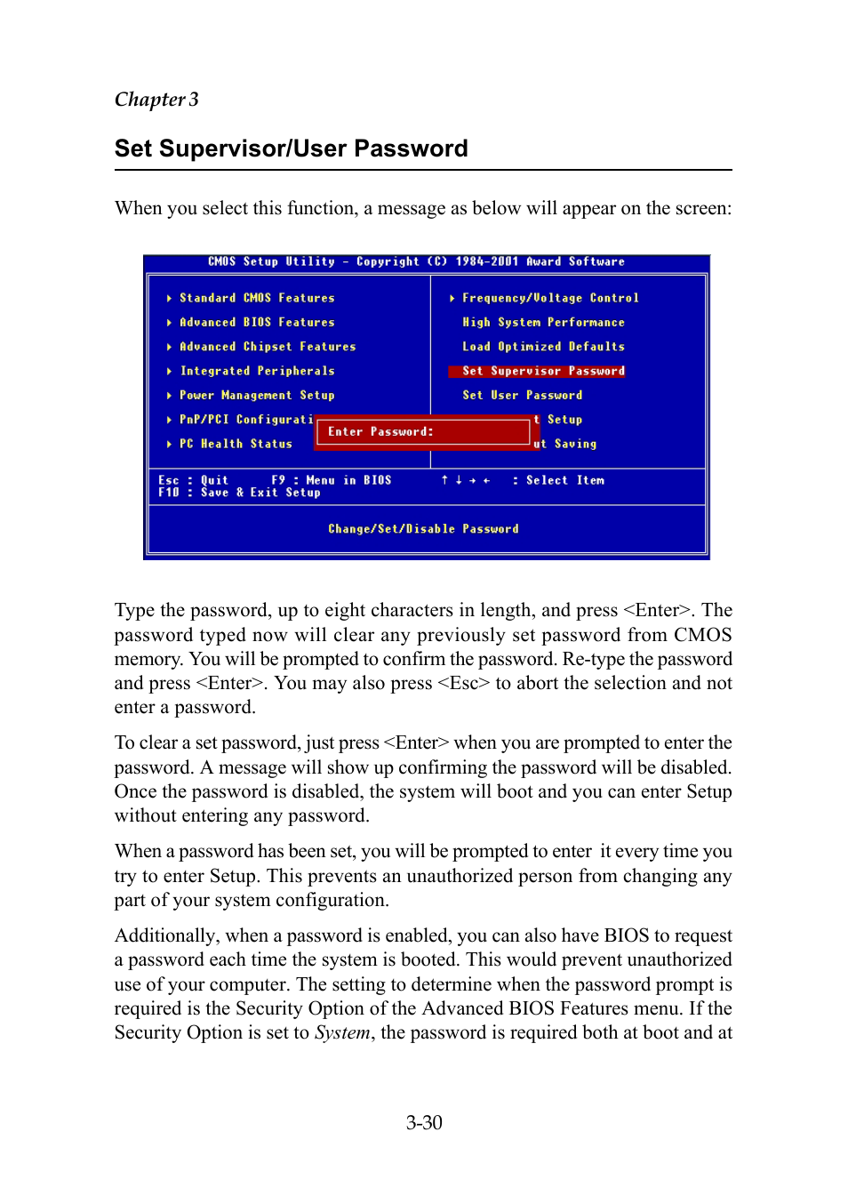 Set supervisor/user password | Premio Computer Premio Computer User Manual | Page 106 / 116