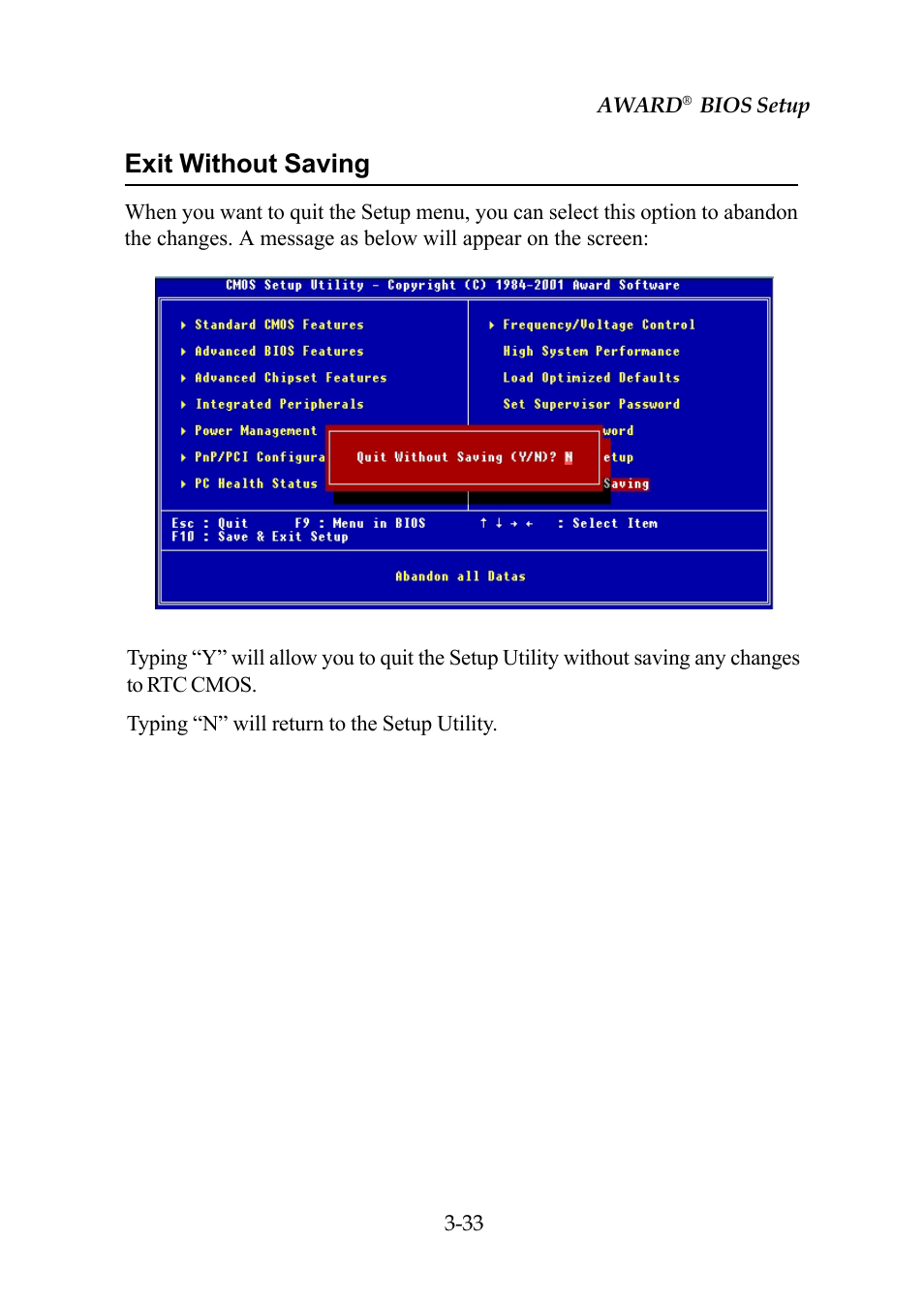 Exit without saving | Premio Computer Premio Computer User Manual | Page 109 / 116