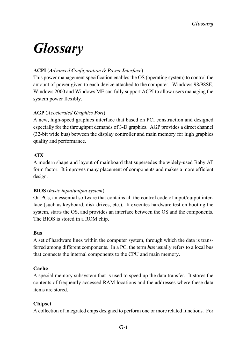 Glossary | Premio Computer Premio Computer User Manual | Page 113 / 116