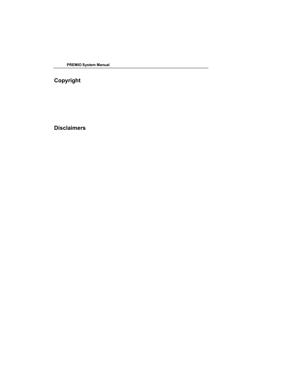 Copyright, Disclaimers | Premio Computer Premio Computer User Manual | Page 2 / 116