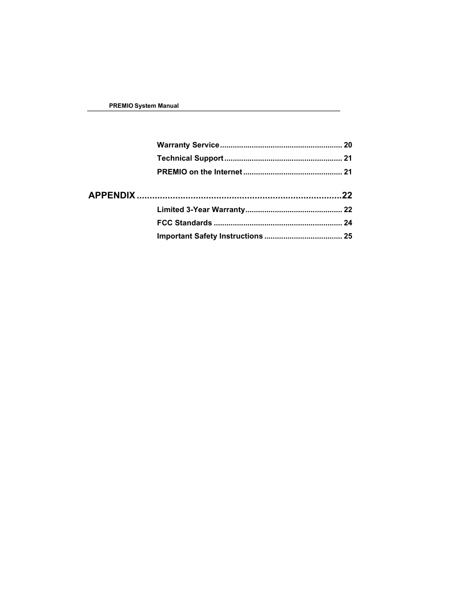 Appendix | Premio Computer Premio Computer User Manual | Page 4 / 116