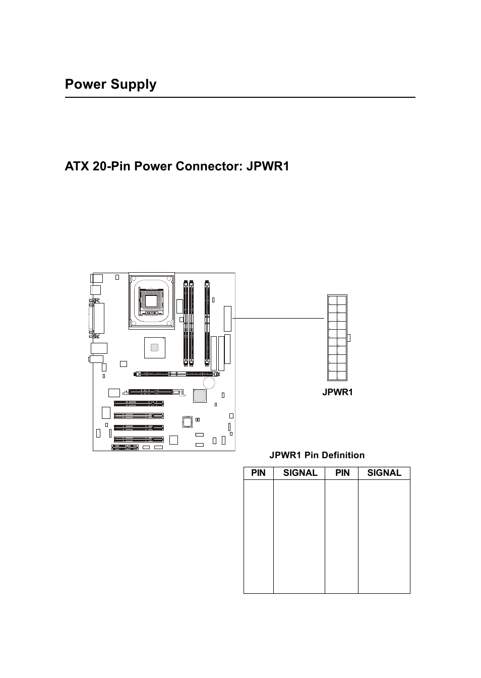 Power supply, Atx 20-pin power connector: jpwr1, Hardware setup 2-7 | Premio Computer Premio Computer User Manual | Page 53 / 116