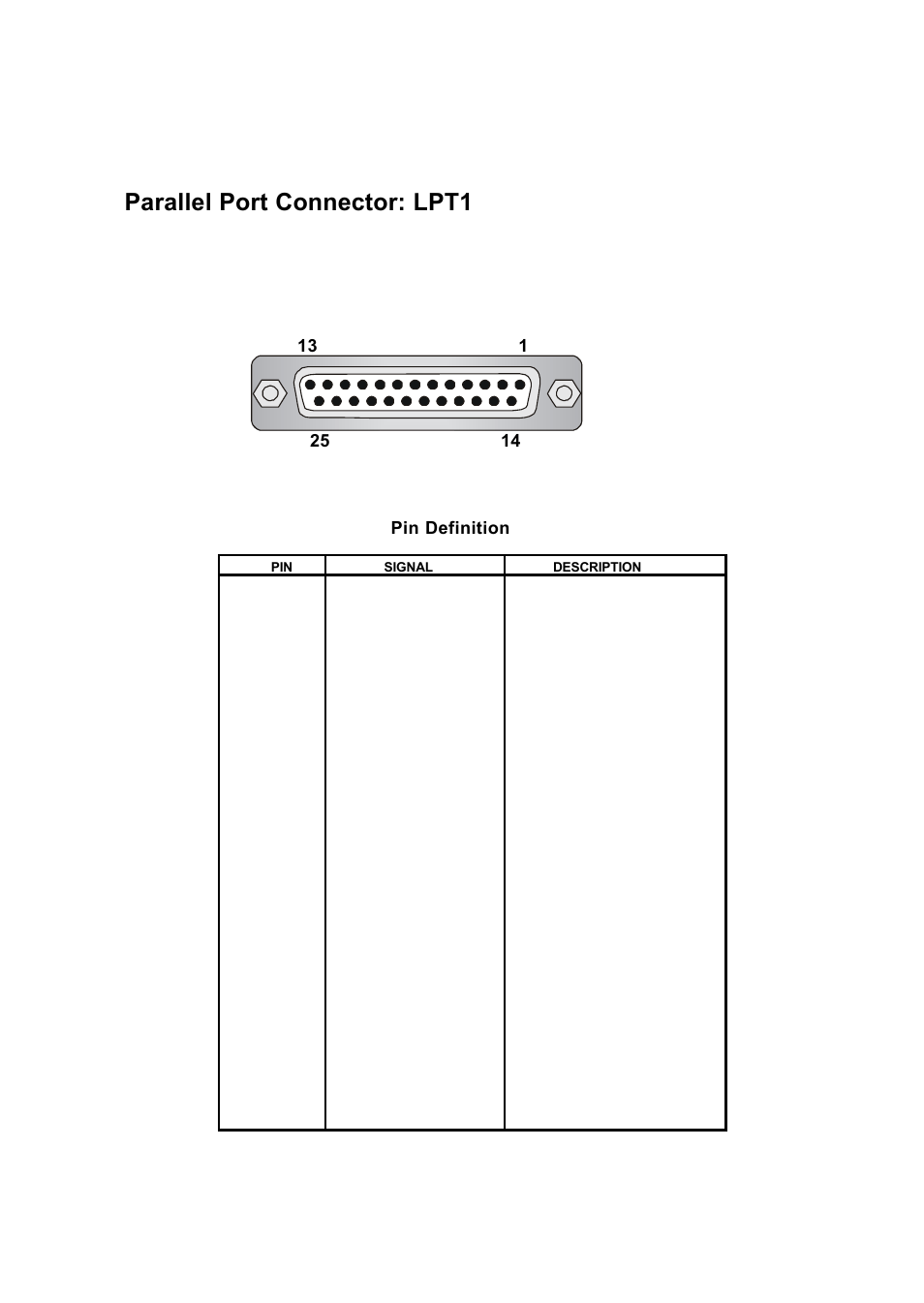 Parallel port connector: lpt1, Chapter 2 2-12 | Premio Computer Premio Computer User Manual | Page 58 / 116