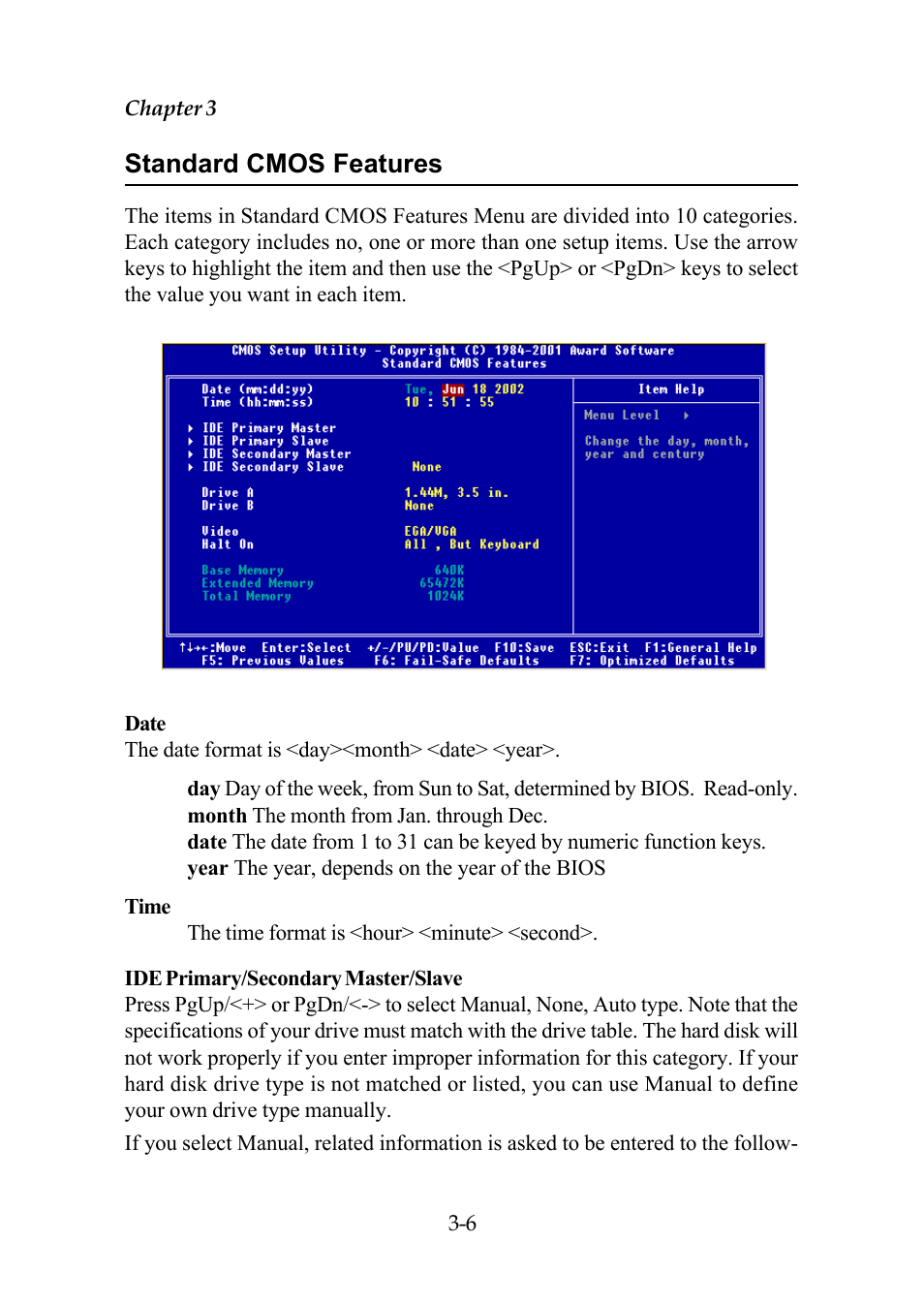 Standard cmos features | Premio Computer Premio Computer User Manual | Page 82 / 116