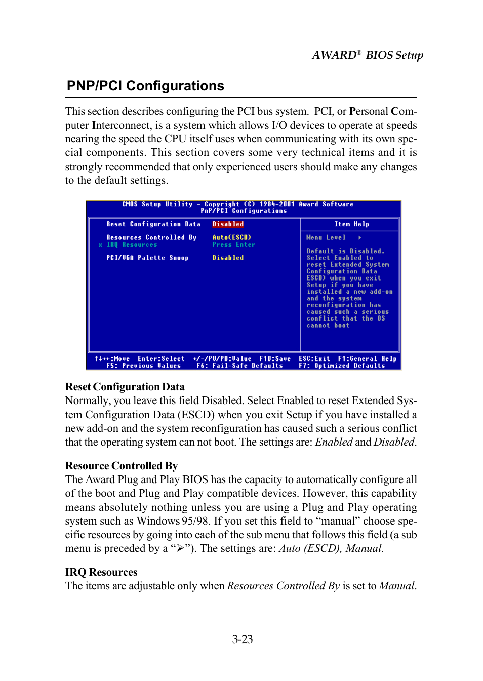 Pnp/pci configurations | Premio Computer Premio Computer User Manual | Page 99 / 116