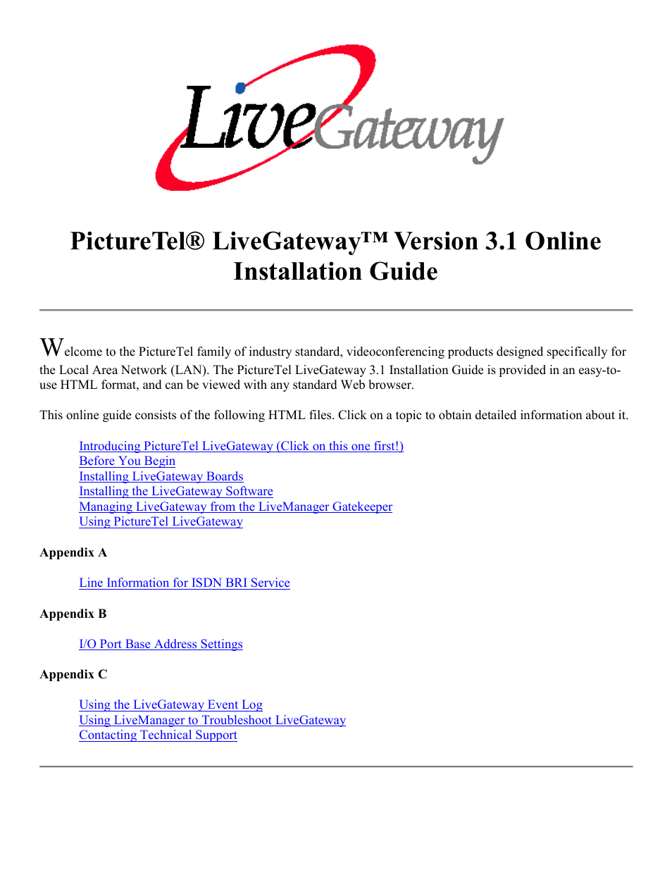 PictureTel LIVE GATEWAY 3.1 User Manual | 109 pages