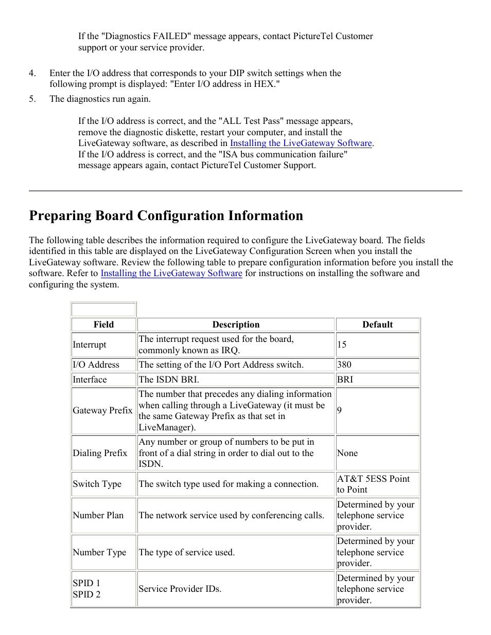 Preparing board configuration information | PictureTel LIVE GATEWAY 3.1 User Manual | Page 13 / 109