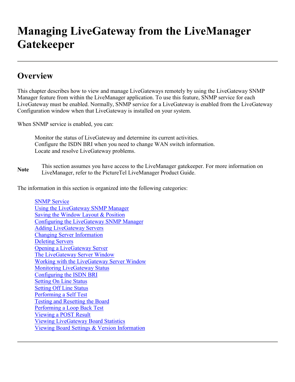 Overview | PictureTel LIVE GATEWAY 3.1 User Manual | Page 29 / 109