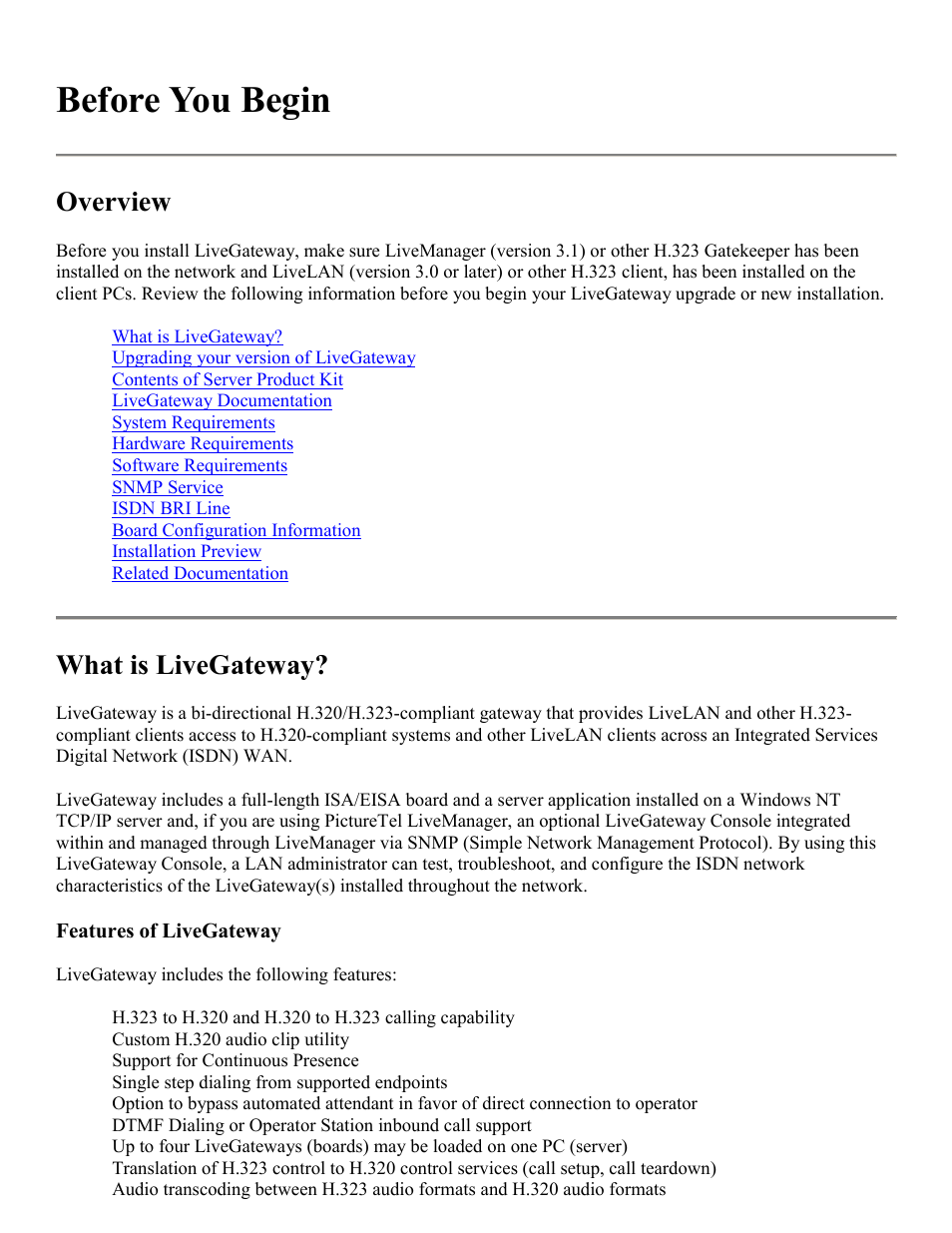 Before you begin, Overview, What is livegateway | PictureTel LIVE GATEWAY 3.1 User Manual | Page 3 / 109