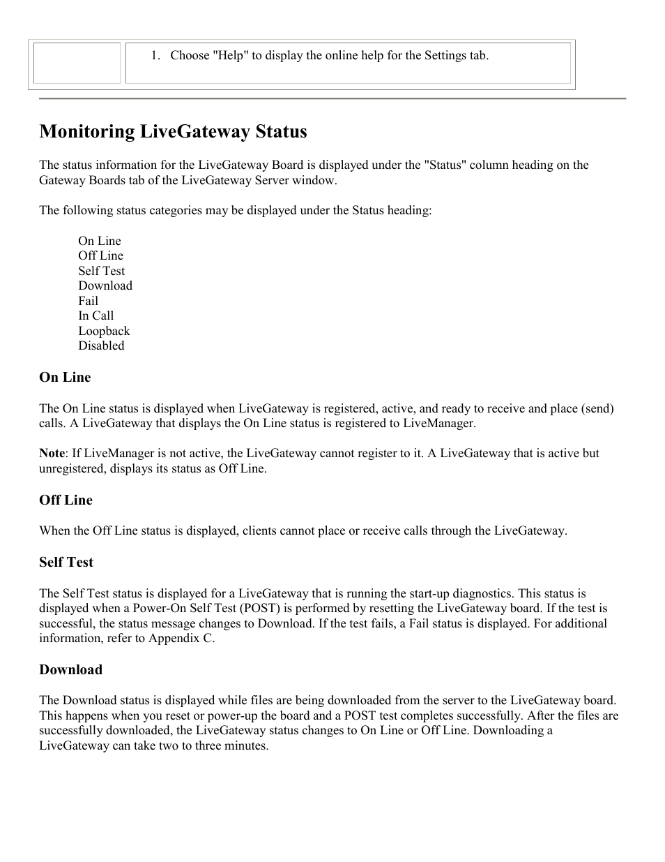 Monitoring livegateway status | PictureTel LIVE GATEWAY 3.1 User Manual | Page 40 / 109
