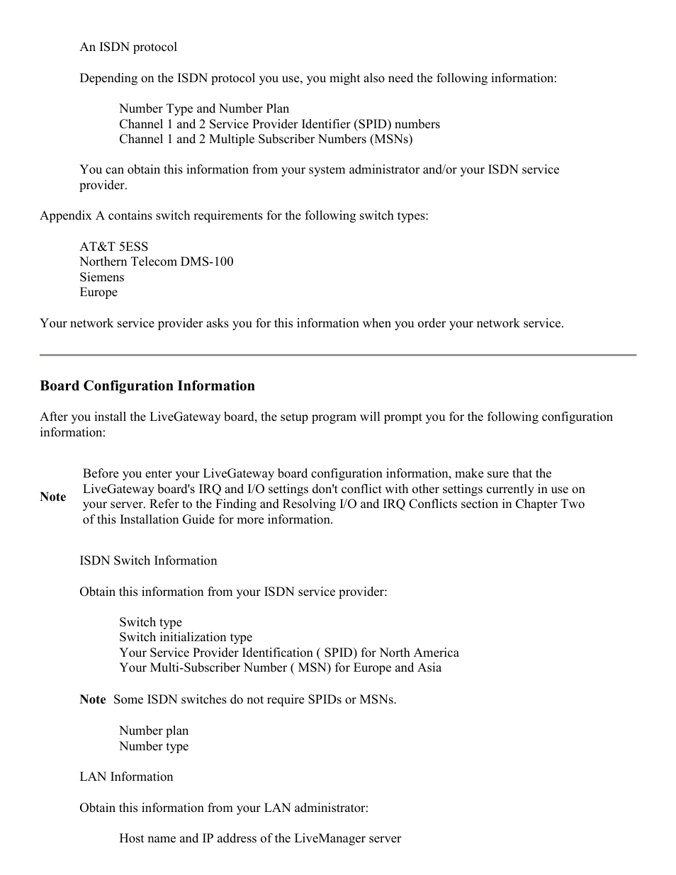 Board configuration information | PictureTel LIVE GATEWAY 3.1 User Manual | Page 7 / 109