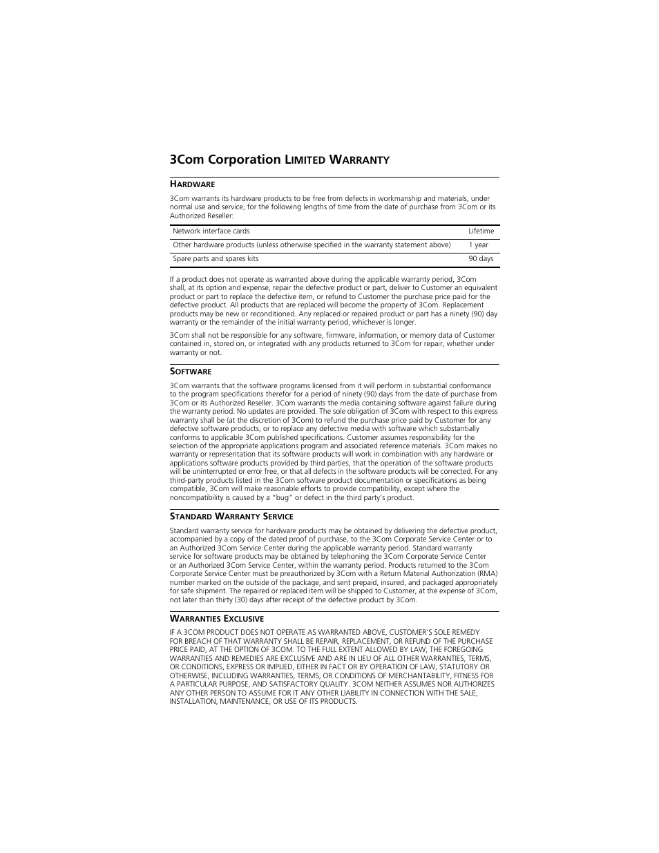 3com corporation limited warranty, Orporation, Imited | Arranty, 3com corporation l | PictureTel III ISA User Manual | Page 101 / 110