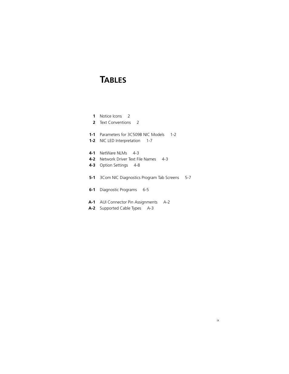 Ables | PictureTel III ISA User Manual | Page 11 / 110