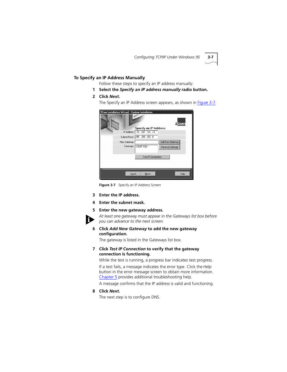 To specify an ip address manually, To specify an ip address manually 3-7 | PictureTel III ISA User Manual | Page 41 / 110