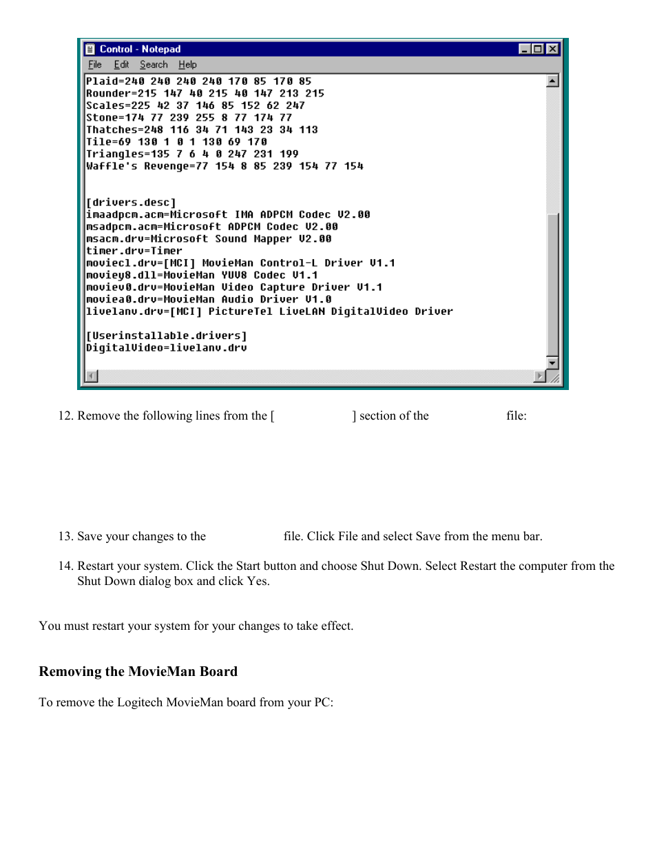Removing the movieman board | PictureTel LIVELAN 2 User Manual | Page 16 / 18