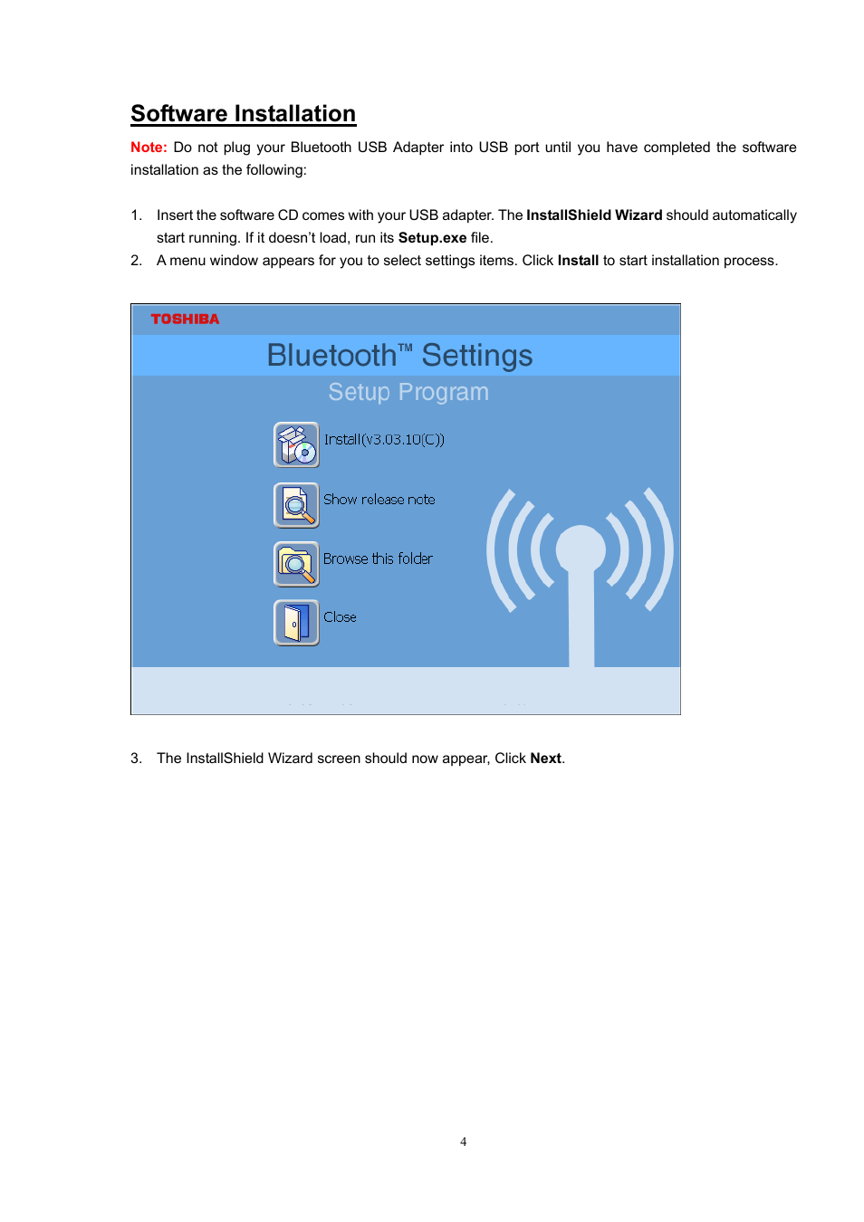 Software installation | PC Concepts BT-01UDE User Manual | Page 4 / 22