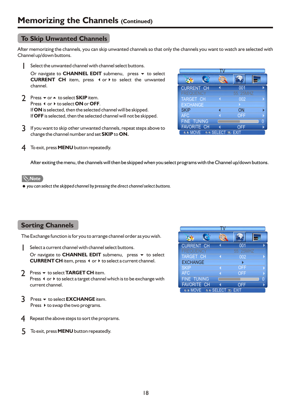 Sorting channels | Palsonic HDMI TFTV812A User Manual | Page 20 / 33