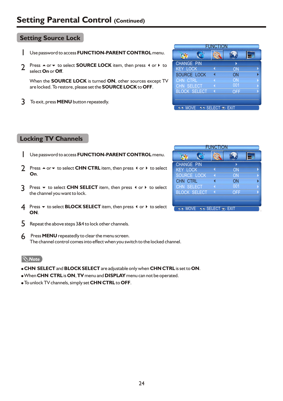 Setting parental control | Palsonic HDMI TFTV812A User Manual | Page 26 / 33
