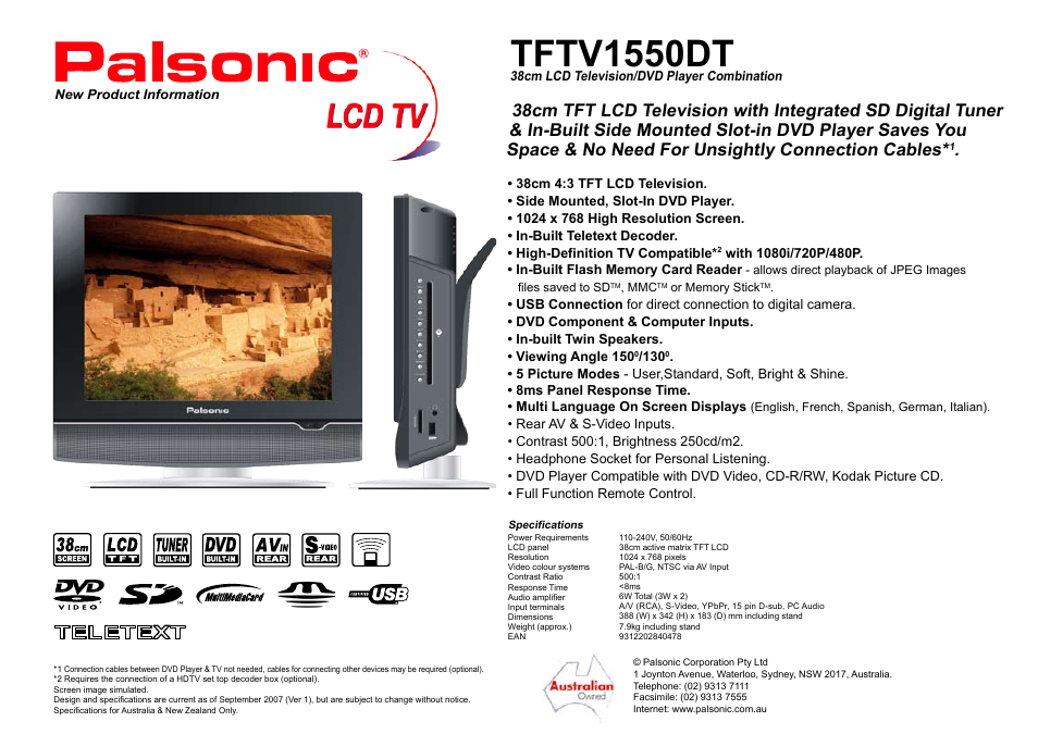 Palsonic TFTV1550DT User Manual | 1 page