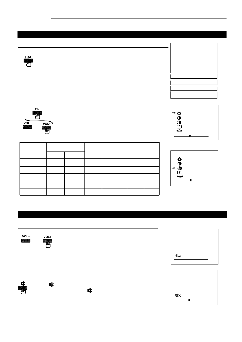 Convenient picture and sound controls, Operation, Selectable picture | Adjusting the volume and muting the sound | Palsonic 5179G User Manual | Page 14 / 24