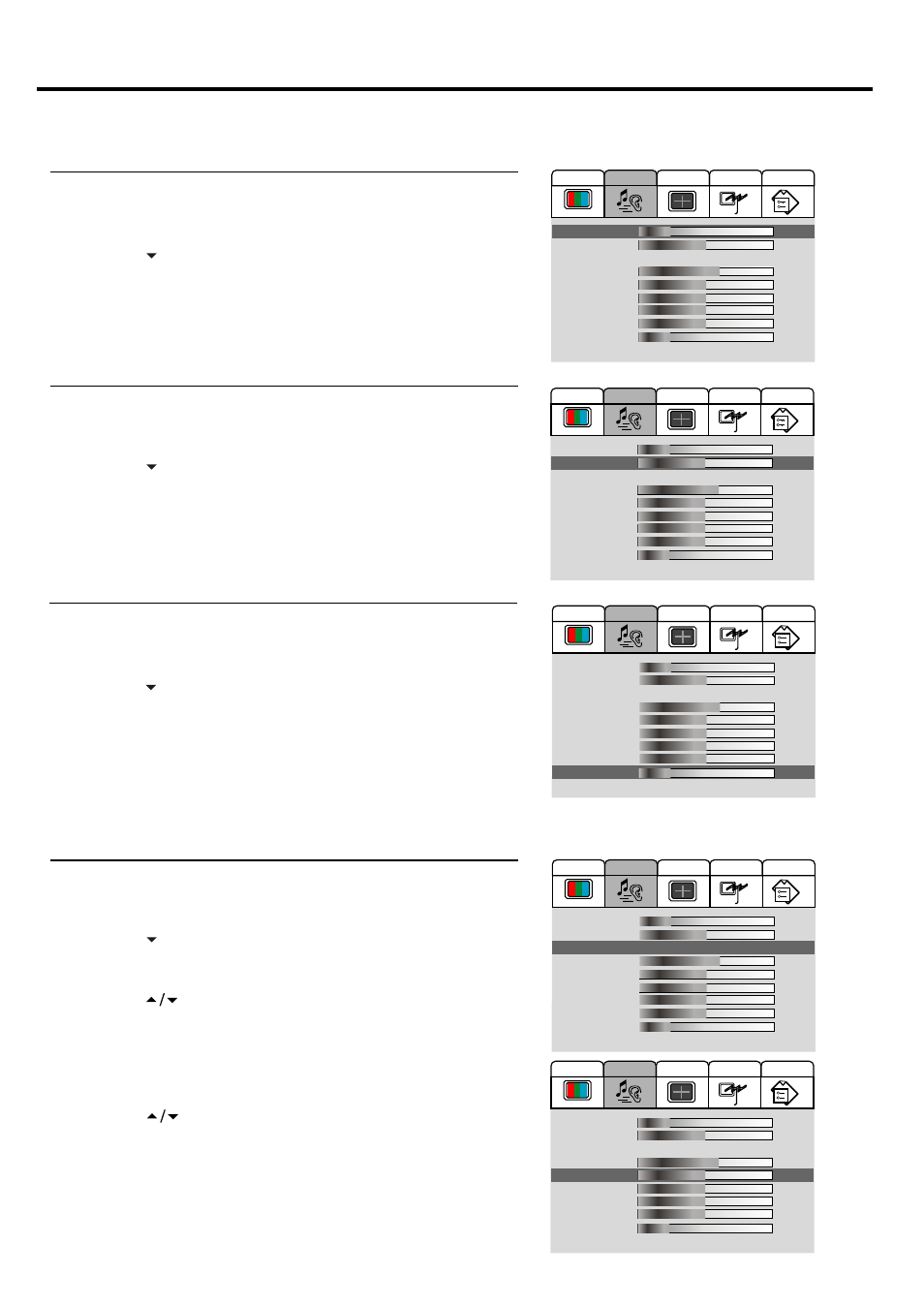 Setting sound, Adjusting the volume, Adjusting the sound balance | Adjusting the headphone volume, Adjusting equalizer | Palsonic TFTV680S User Manual | Page 23 / 35