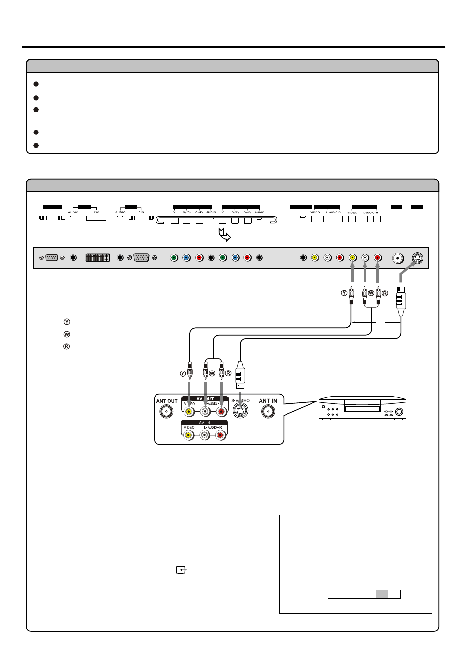 Connections, Yellow (video) white (audio l) red (audio r) | Palsonic N111 PDP4250 User Manual | Page 13 / 41