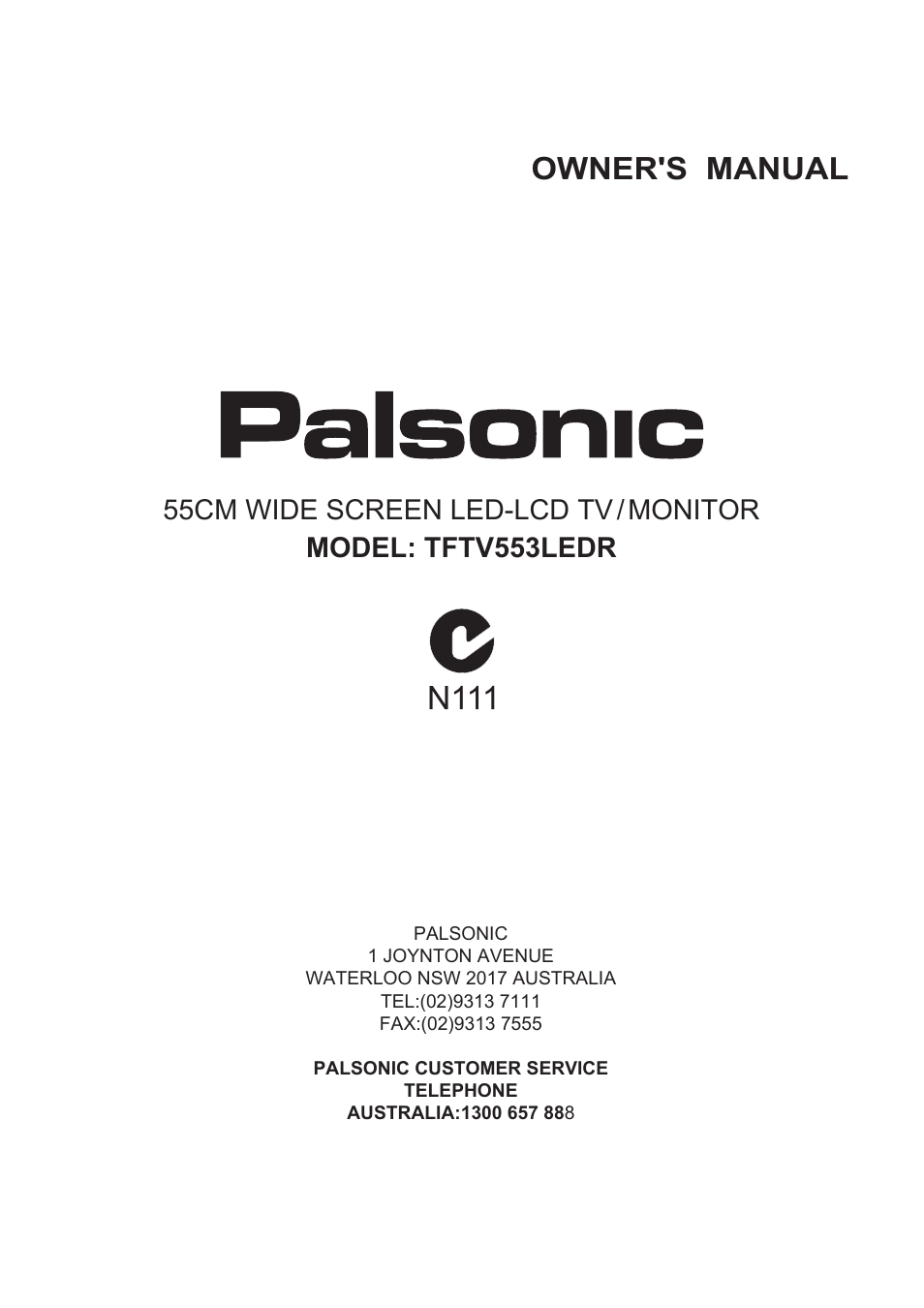 Palsonic N111 TFTV553LEDR User Manual | 40 pages