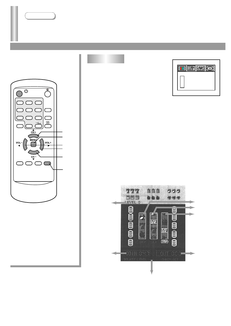 System setting, Playing games/menu demonstration, Continued) | Playing game operations | Palsonic 5125PF User Manual | Page 25 / 29