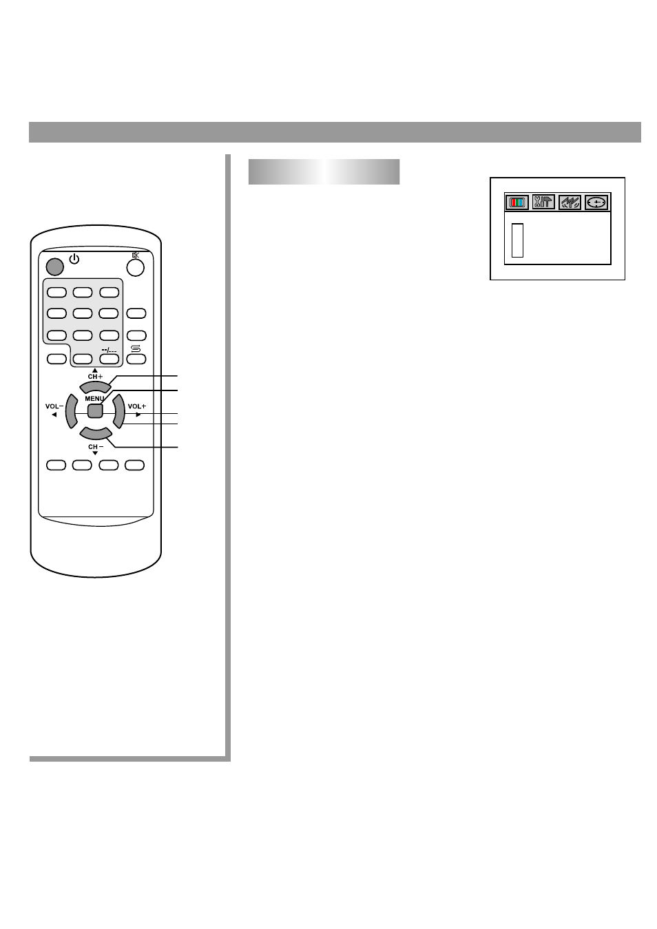 Menu demonstration, Ch+ ch- vol- vol+ menu | Palsonic 5125PF User Manual | Page 26 / 29