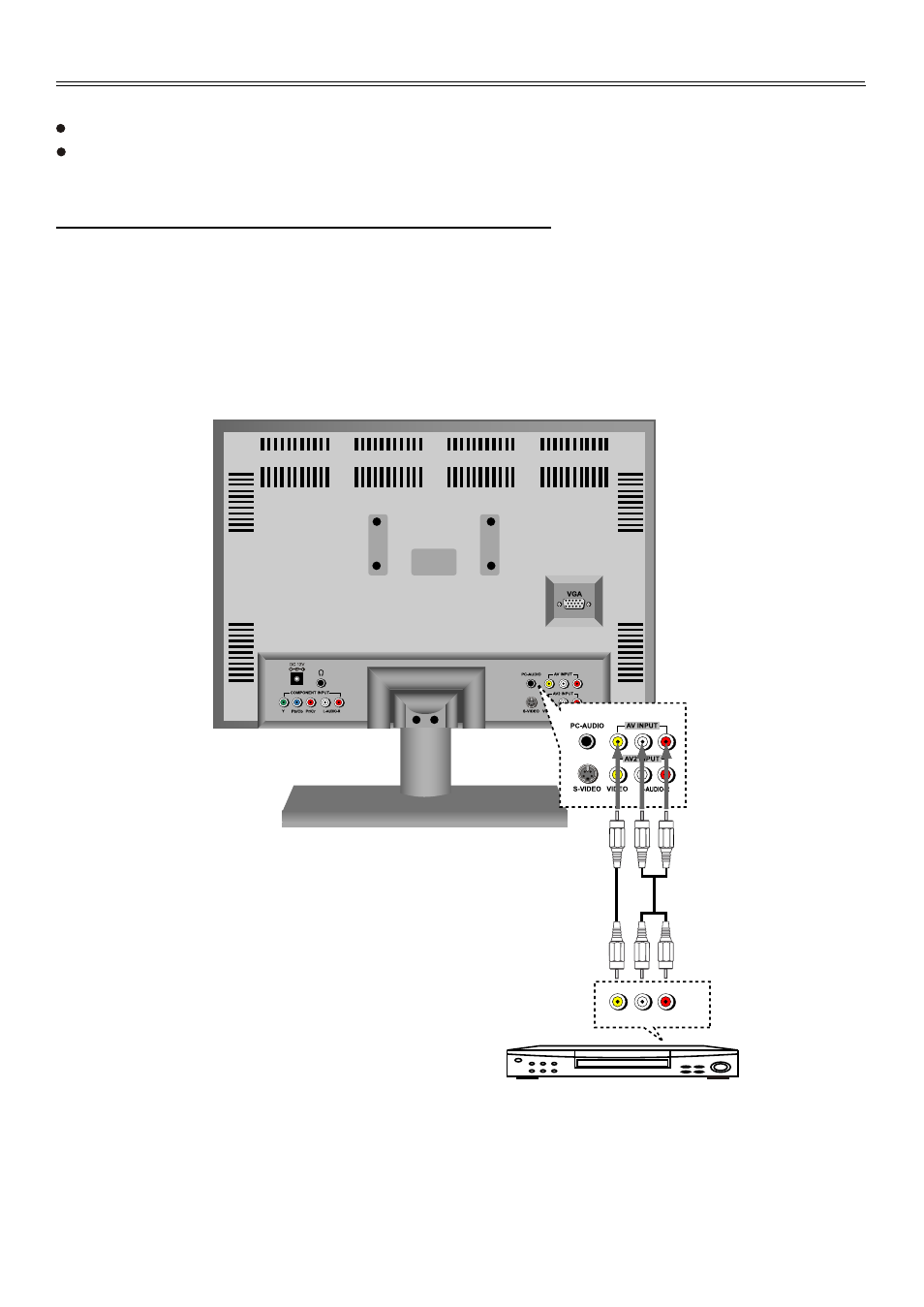 System connections, Connecting to external av signal source (av1) | Palsonic TFTV2030D User Manual | Page 13 / 36