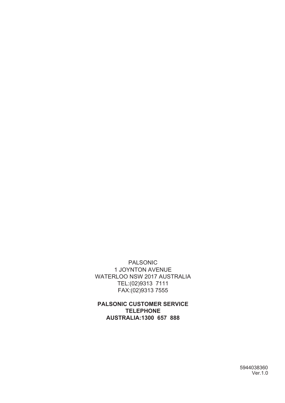 页 40 | Palsonic TFTV663R User Manual | Page 40 / 40