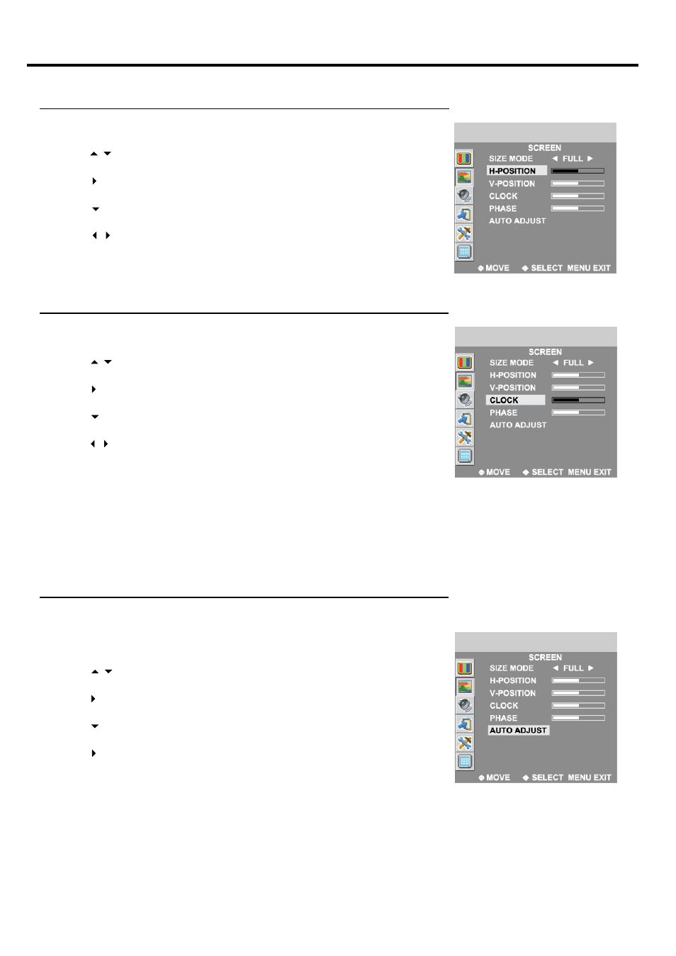 Adjusting in vga mode | Palsonic TFTV812U User Manual | Page 33 / 36