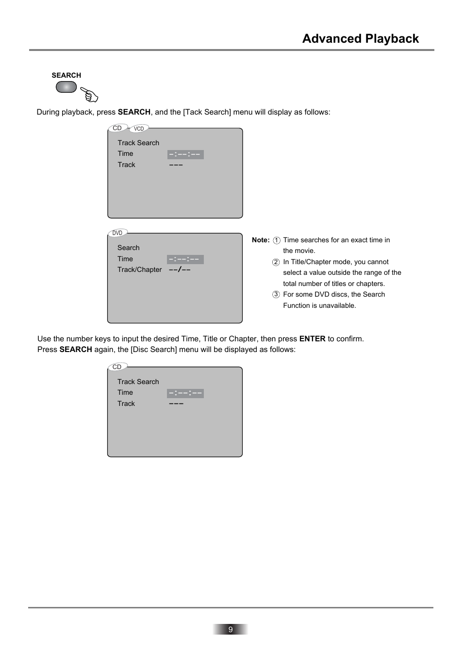 Dvd2060dx-9 copy, Advanced playback | Palsonic DVD2060DX User Manual | Page 10 / 25