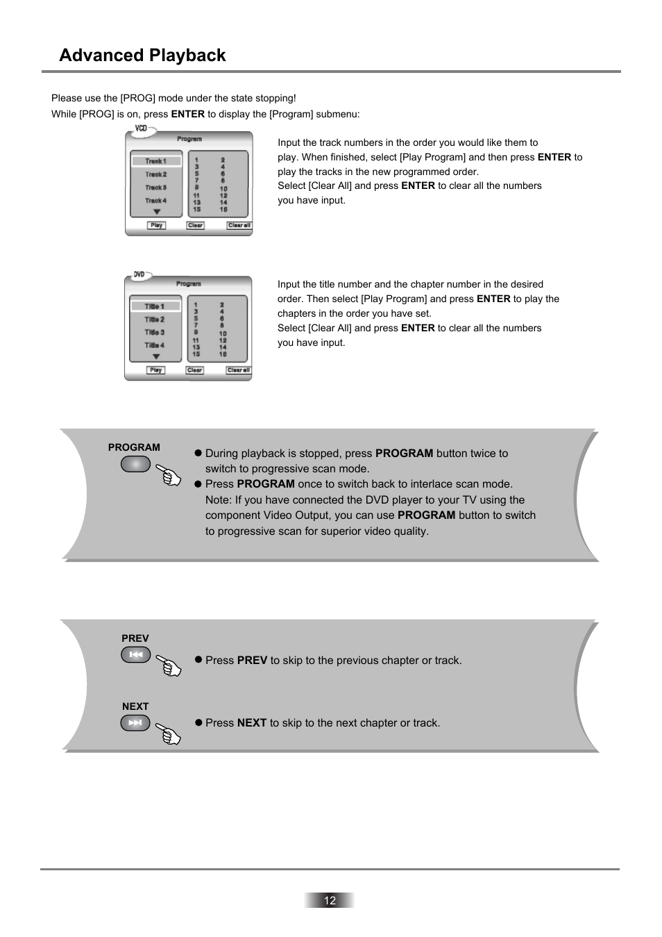 Dvd2060dx-12 copy, Advanced playback | Palsonic DVD2060DX User Manual | Page 13 / 25