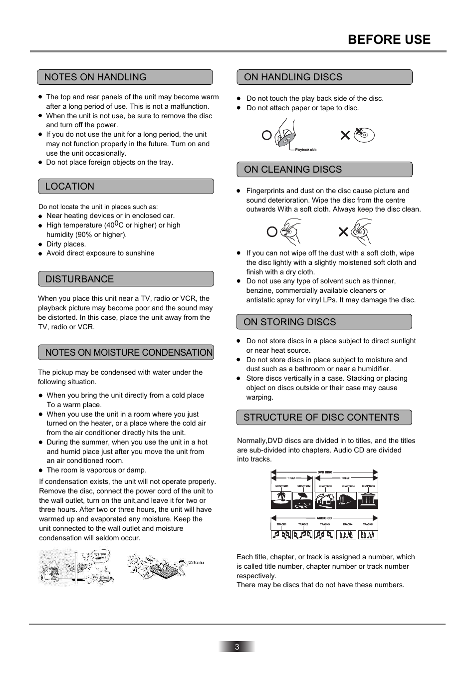 Dvd2060dx-3 copy, Before use, Location | Palsonic DVD2060DX User Manual | Page 4 / 25