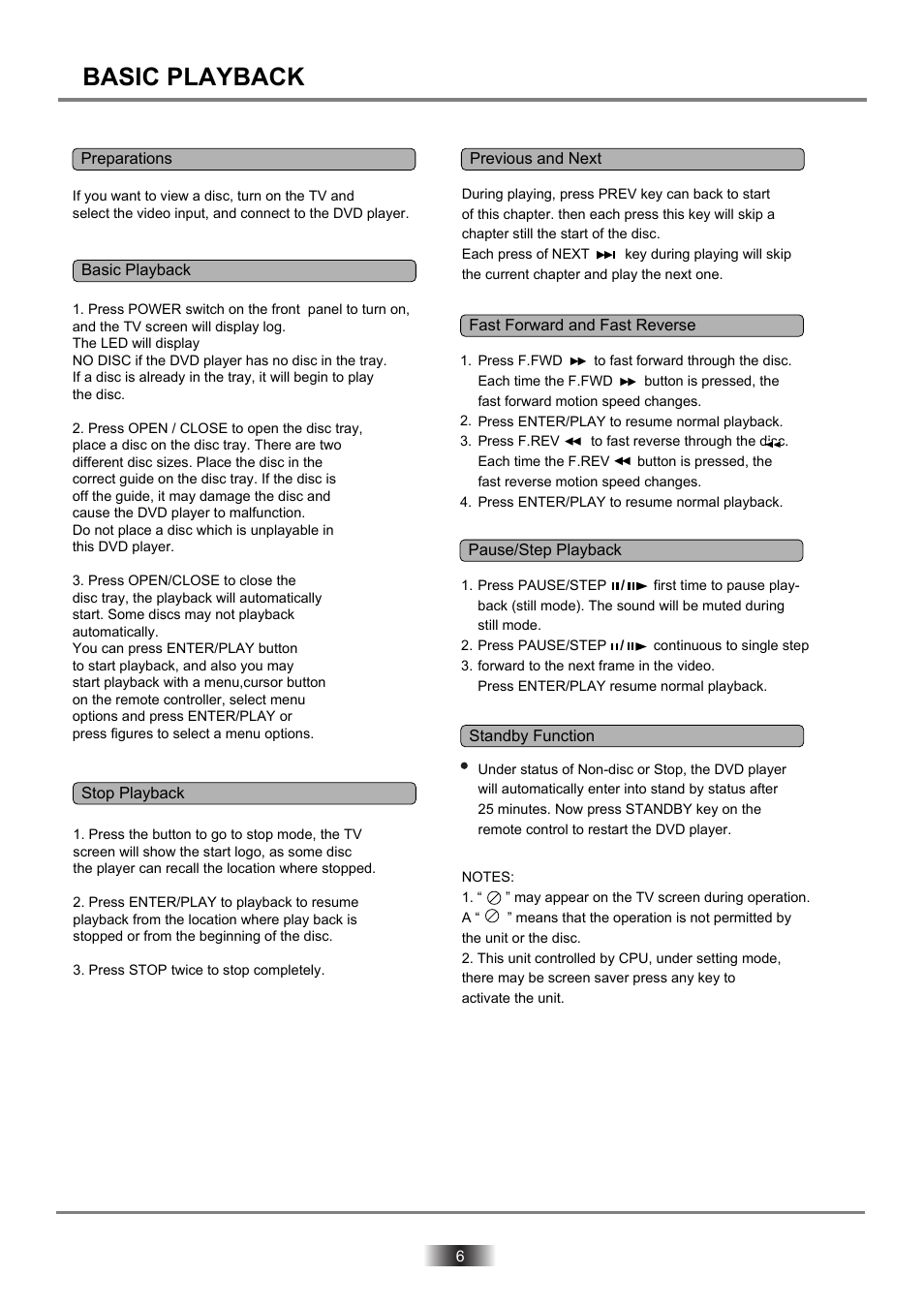 Dvd2060dx-6 copy, Basic playback | Palsonic DVD2060DX User Manual | Page 7 / 25