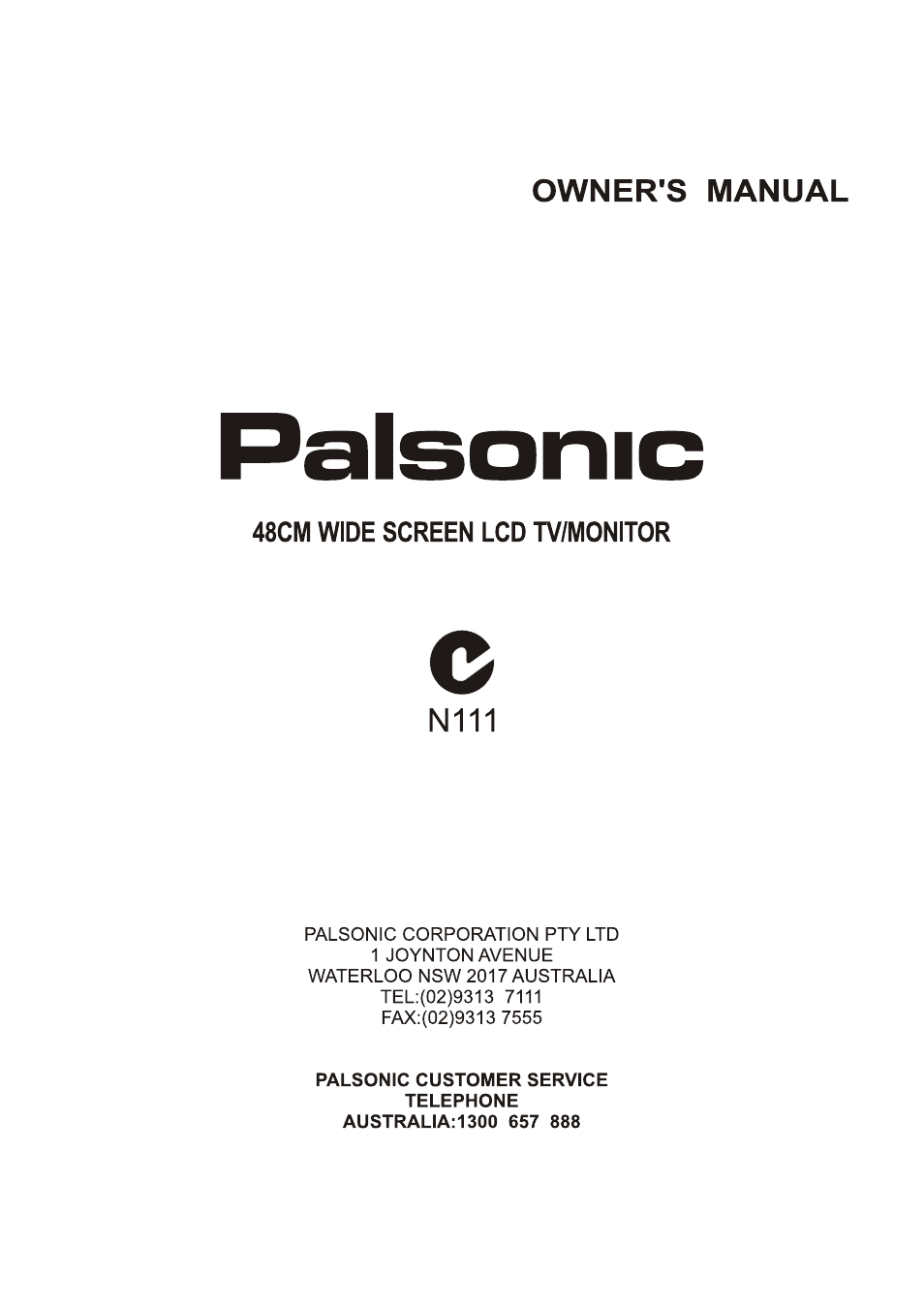 Palsonic TFTV490PWHD User Manual | 35 pages