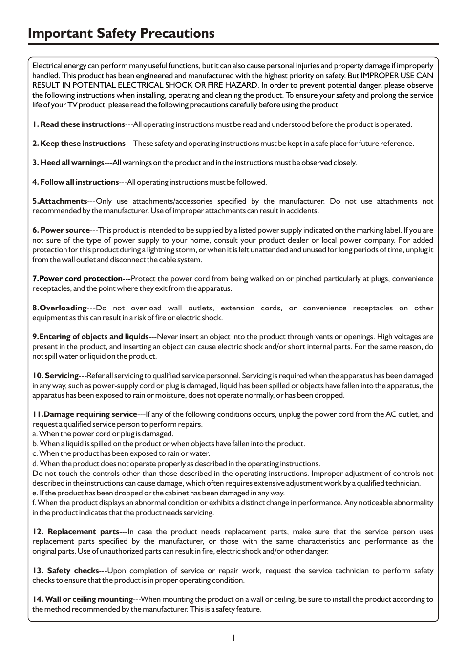 页面 3, Important safety precautions | Palsonic TFTV490PWHD User Manual | Page 3 / 35